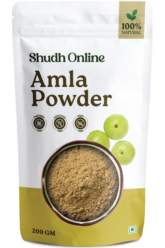 [BRSW2AQCBYJREDLJ] Shudh Online Dry Amla Powder for Hair Growth Organic (200 Grams) | Eating, Drinking - Amala Usirikaya | Avla Gooseberry Fruit Churna (Pure Seedless Edible)