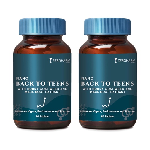 [BRSRMYI5ARYR4FI2] ZEROHARM BACK to TEENS - Horny Goat weed Epimedium - Maca Root extract - Safed Musli - Nano Formulated- 120 herbal Tablet