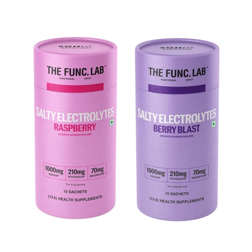 [BRSRYFDRA57G22Y3] The Func. Lab Daily Electrolytes Combo | Salty Raspberry & Salty Berry Blast | 15 Sachets Each | Electrolyte Hydration Drink Mix