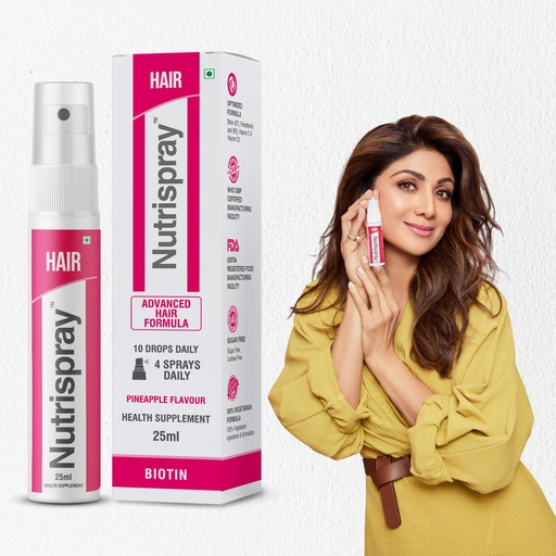 [BRSRAHYDDF5G2CYU] Hair Biotin Oral Spray – 25ml (Pack of 1) | Biotin (B7) + Vitamin B5 | Supports Hair Growth, Stronger Nails & Skin | Fast-Absorbing Sublingual Supplement | Pineapple Flavour