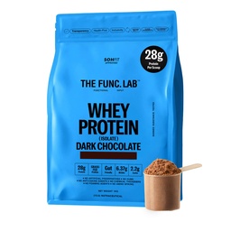 The Func. Lab Whey Protein Isolate - Dark Chocolate | 1kg | Grass‑Fed, 28g Protein, 6.37g BCAA per Scoop | High Protein Supplement for Muscle Growth, Digestion and Absorption Support