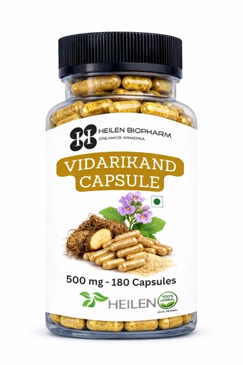 [BRSRGCYTAUJRQ3TO] Heilen Biopharm Vidarikand Capsules 500mg (180 Capsules) | Vidarikand Root (Pueraria tuberosa) Herbal Supplement | Supports Strength & Daily Vitality | Ayurvedic Vegetarian Capsules