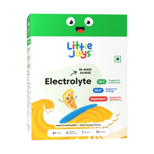 [BRSRYYAQCMCRYETP] Little Joys Orange Electrolyte Drink Mix for Kids | Hydration Powder with 6 Electrolytes, Vitamin C & Coconut Water Powder | Naturally Sweetened | Supports Hydration & Energy | 15 Sachets