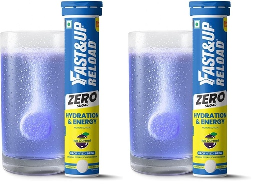 [BRSRGBICO4PBSFDO] Reload Zero - Zero Sugar Instant Energy & Hydration Drink - Ice Current Flavour - 22 Effervescent Tablets (Pack of 2)