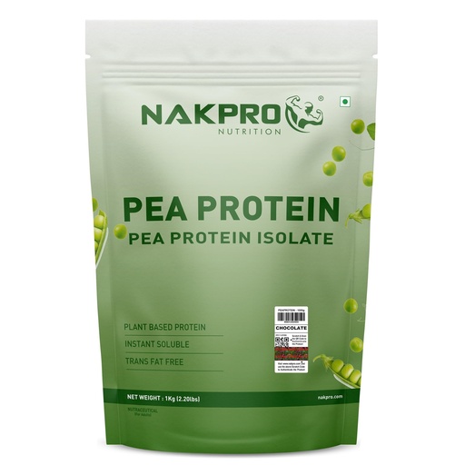 [BRSROYD5PIPQOH36] NAKPRO NUTRITION Pea Protein Isolate | 1 kg Chocolate | 26g Protein | Plant Based Protein Powder