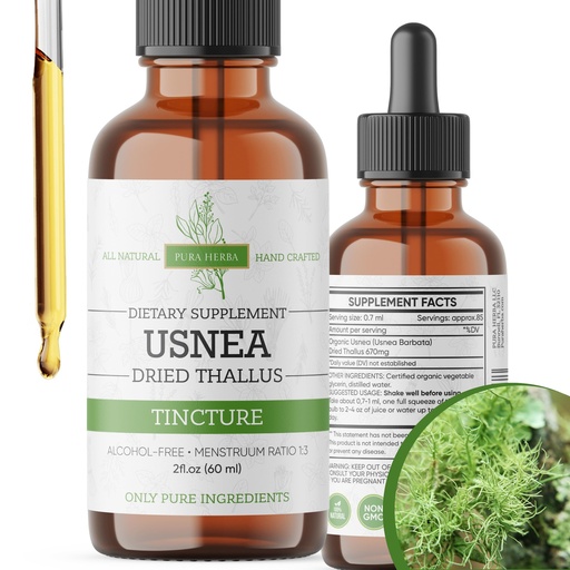 [BRSRAGDYCEIQE2TL] Organic Usnea Liquid Drops - Natural Immune Support and Respiratory Health for Adults - Vegan, Alcohol-Free, Made in USA, 2 Fl Oz
