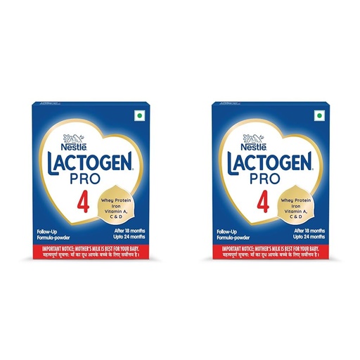 [BRSRAYIBBZ6R63DF] Lactogen Nestle Pro 4, Follow-Up Formula With Iron, Whey Protein And Vitamins Powder, Infant, After 18 Months Up To 24 Months, Bag-In-Box Pack, 800g (Pack of 2)
