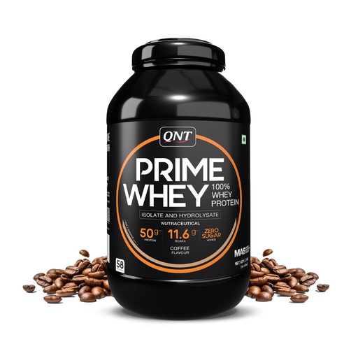 [BRSWGAQEBNYWGHI4] QNT Prime Whey Protein Powder | Coffee, 2 Kg | Triple Blend of Whey Isolate, Concentrate & Hydrolysate | 25g Protein, 5.8g BCAA per Scoop | Best Whey Protein Powder for Men & Women