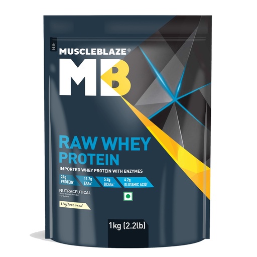 [BRSRMAQBO56GGH3K] MuscleBlaze Raw Whey Protein Concentrate, Unflavoured, 1kg