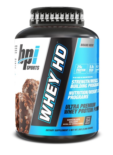 [BRSRGBL2AUIQOHLV] BPI Sports Whey HD Protein Powder 2kg | 25g Protein, 5.5g BCAA, 4.3g Glutamine Per Serving | Whey Protein for Muscle Recovery & Lean Muscle Growth | Chocolate Delight
