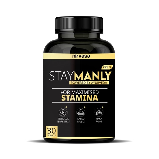 [BRSREGIBA4JQGHLA] Nirvasa StayManly Gold Tablets (30 Tabs) | Ayurvedic Strength, Stamina & Performance Booster | Boosts Energy, Endurance & Vitality | Tribulus Terrestris, Ashwagandha, Safed Musli & Shilajit- Pack-1