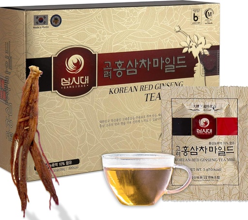 [BRSWGEL2BEFAGHIU] SAMSIDAE Korean Panax Red Ginseng Instant Tea, Box of 50 Sachets, Improves Blood Circulation, Intellectual Performances and Memory, stimulates Energy