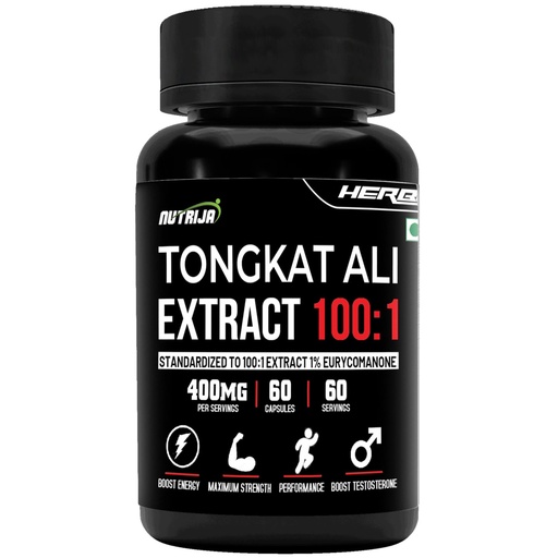 [BRSRMCQNPN6GGD3D] NutriJa Longjack 100:1 Extract 400mg Capsules | Standardized to 100:1 with active 1% Eurycomanone (60 Capsules)