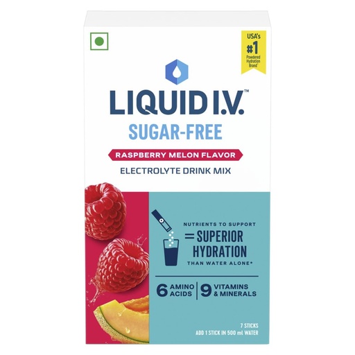 [BRSRGZITDNYR4C3V] Liquid I.V. Sugar Free - Raspberry Melon | 7 Sticks = 3.5L Water | Hydration Drink Mix Powder 10g |Sodium, Potassium & Magnesium Hydration Drink|No Sugar
