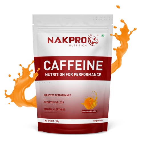 [BRSRMGAYAENQAEIY] NAKPRO Caffeine Pre-Workout Energy Supplement Powder for Men, Women | Helps in increasing Performance, Focus and Enduarance - 50 Servings (Tangy Orange, 100g)