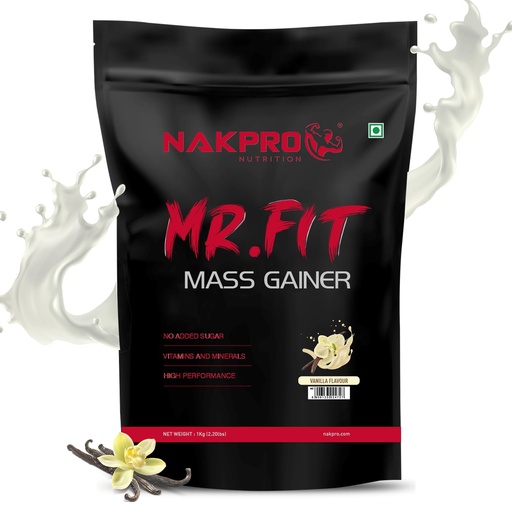 [BRSROAL2CN7AEFY4] NAKPRO Mr. Fit Super Fast Weight Gainers/Mass Gainers Powder (1 Kg, Vanilla)