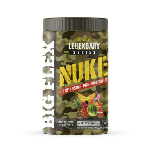 [BRSRMCYDCEAWOHLX] Bigflex Nuke Pre Workout Powder| 33 Servings |Energy Booster (Fruit Punch, 400 gm)