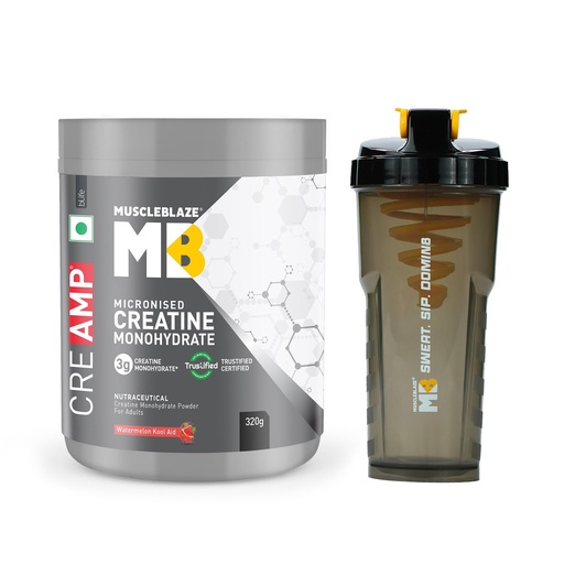 [BRSRGHA2CMAQGD3J] MuscleBlaze Micronised Creatine Monohydrate CreAMP, 320g + Shaker