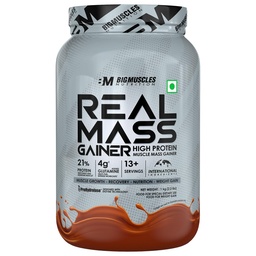 Bigmuscles Nutrition Real Mass Gainer [ Rich Chocolate]|Lean Whey Protein Muscle Mass Gainer|Complex Carbohydrates,|1000 Calories|Reduces Muscle Breakdown|Boosts Metabolism, 1 count, 1000 grams