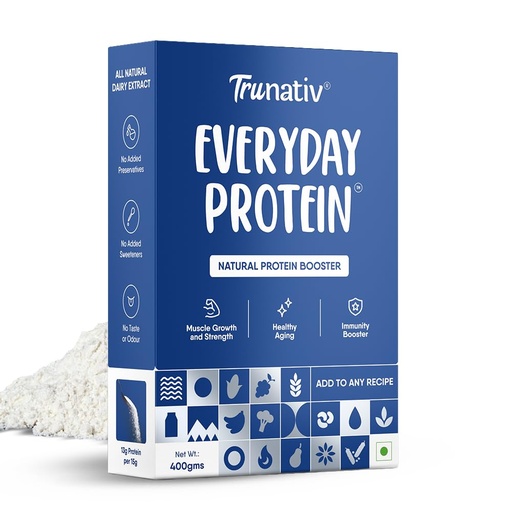 [BRSW2EA3OYBR4DY7] Trunativ Cookable Milk Whey Protein Isolate| 85% Protein Per Serving | Muscle Growth & Immunity Booster| Natural Protein Powder| No Added Sugar | Higher Protein Absorption | Unflavoured 400g (Pack of 1)