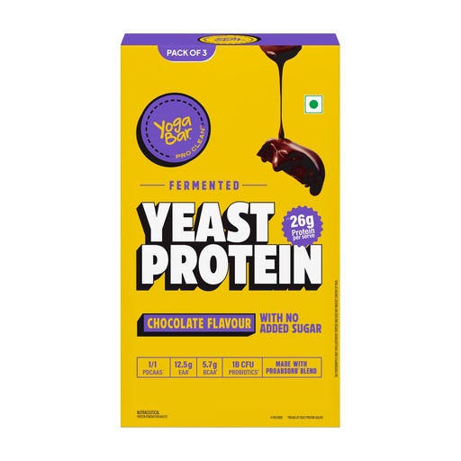 [BRSRYZAPBMPROA32] Yogabar Fermented Yeast Protein Powder - Chocolate| 38g Sachet Pack of 3