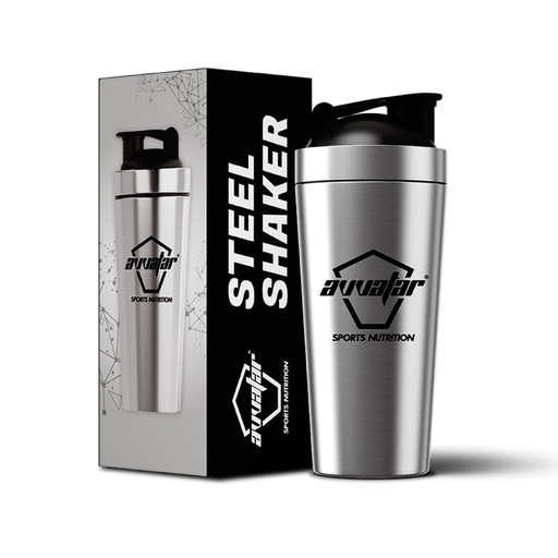 [BRSRGZATCQIWAAD6] avvatar STEEL SHAKER | Silver | 750ml | Stainless Steel Shaker | Leakproof and Easy Mixing