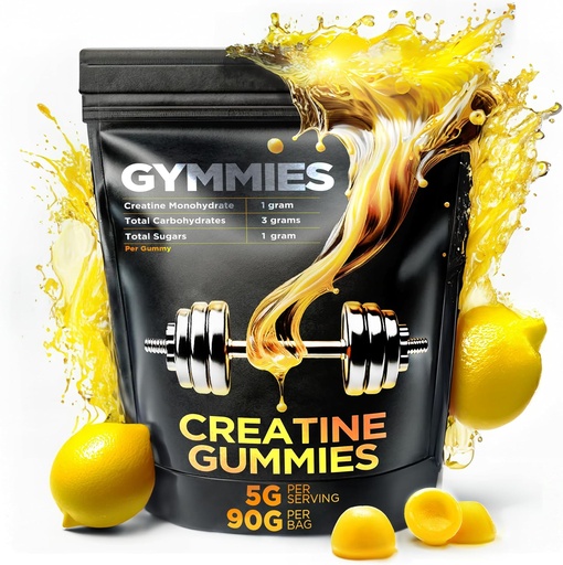 [BRSROAD7DMHWG2A6] Creatine Monohydrate Gummies - Muscle Growth, Performance, Endurance - 5 Gram Creatine per Serving - Vegan, Non-GMO, Gluten-Free, Made in USA - 90ct - Lemon Flavor