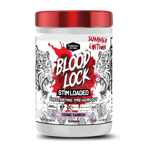 [BRSREGITBYMRUG3Z] Blood Lock Stim-Loaded Pre-Workout, Summer Edition, 60 Servings (315g) - Cosmic Rainbow Flavour