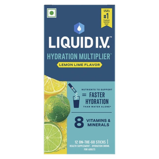 [BRSRABD4PMHWCCL7] Liquid I.V. Hydration Multiplier – Lemon Lime | Hydration Drink Mix Powder 16 g | Pack of 12 | Sodium & Potassium | Easy-Mix Sticks | No Artificial Sweeteners