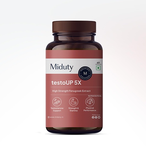 [BRSRGBQYDF6RE234] Miduty testoUP 5X Testosterone Booster for Men with Fenugreek, KSM-66 Ashwagandha, Gokhru & Boron | Men’s Health Supplement for Energy, Strength & Vitality | 60 Veg Capsules
