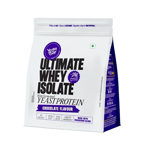 [BRSRYZYKOAGR6DT5] Yogabar Ultimate Whey Protein Powder (Chocolate) | 28g Complete Protein with Whey Protein Isolate + Fermented Yeast Protein | Added Probiotics & Digestive Enzymes | High Absorption | 500g