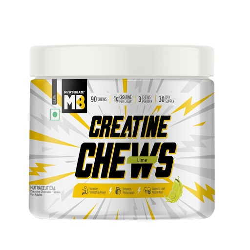 [BRSRYYIFB4PRQFLB] MuscleBlaze Creatine Chews, Lime Flavour, 90 Tablets