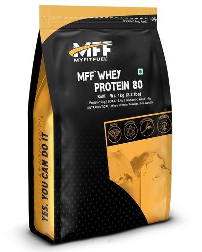 [BRSROZILC4FWAFDA] MyFitFuel MFF Whey Protein 80 | 1Kg, 30 Servings (Kulfi)