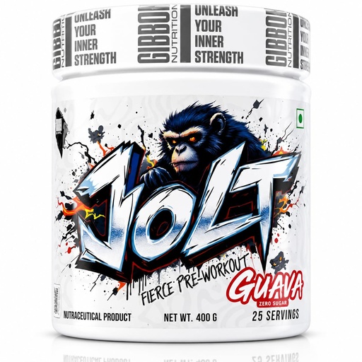 [BRSRACQFBMNGE33X] GIBBON JOLT Fierce Pre-Workout 400g 25 Servings | 7000mg Citrulline, 5400mg Beta-Alanine, 300mg Caffeine, 1000mg Taurine | Zero Sugar, Vegetarian, Gluten Free | Guava Flavour