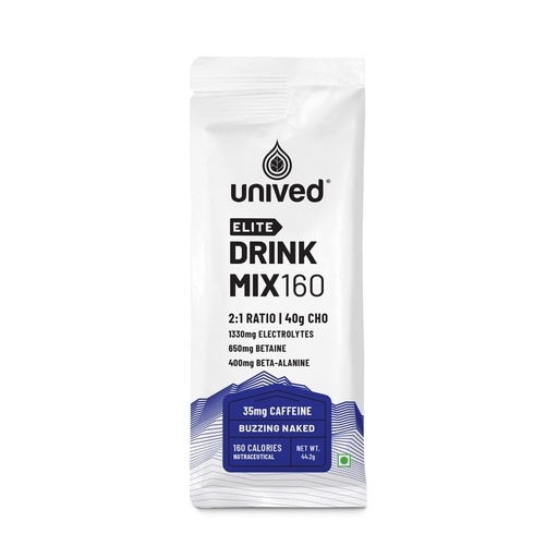 [BRSROGQLAEORAYDA] Unived Elite Drink Mix 160 | Isotonic Energy Drink | 2:1 Ratio & 40g Carbohydrates with Betaine & Beta-Alanine | Endurance Athletes Sports Drink (Buzzing Naked (35mg Caffeine), 8 Pack)