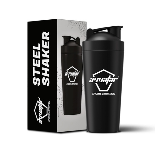[BRSREFAEB4PQED35] avvatar STEEL SHAKER | Black | 750ml | Stainless Steel Shaker | Leakproof and Easy Mixing