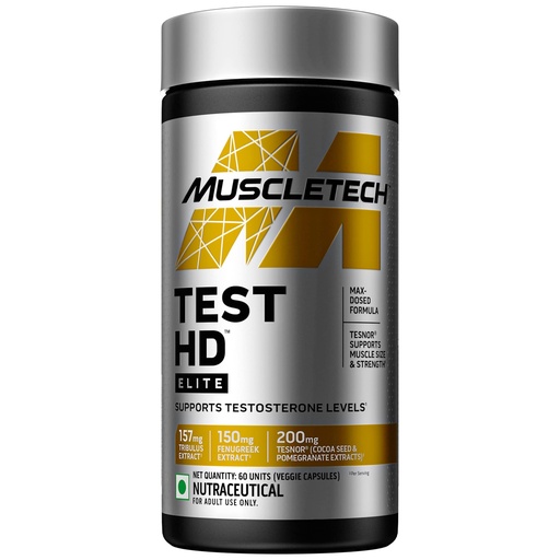 [BRSRMHQ6OEFGCC3H] MuscleTech Test HD Elite, Tribulus Terrestris for Men, Max-Strength ATP & Test Booster for Men, Boost Free Testosterone Levels, 60 Veggie Capsules, 1