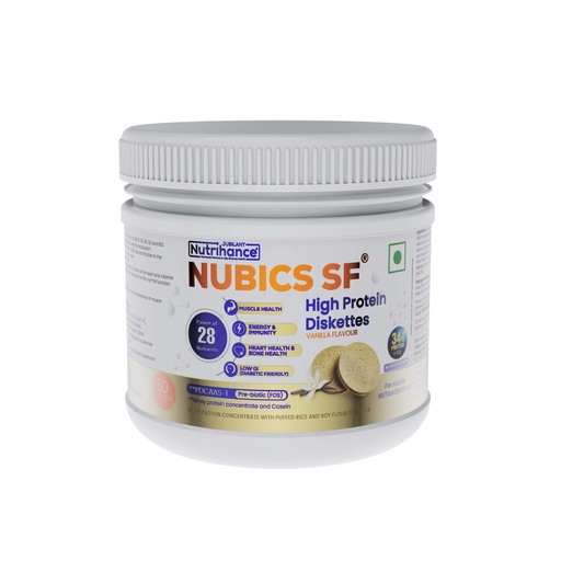 [BRSRAC34OEGWK2TZ] Nubics-SF High Protein Diskettes | 250g (50 Diskettes) | High Protein (34%), Whey Protein & Casein | PDCAAS-1 | No Added Sugar | With Prebiotic, Vitamins & Minerals | Vanilla Flavour | 100% Veg