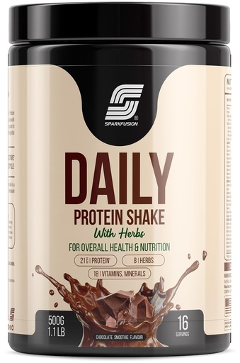 [BRSROGT4OYGROETP] Sparkfusion Daily Protein Shake With Hebrs | 21 Gm Protein With 8 Hebrs | For Men & Women | Chocolate Smoothie Flavour 500 Gm