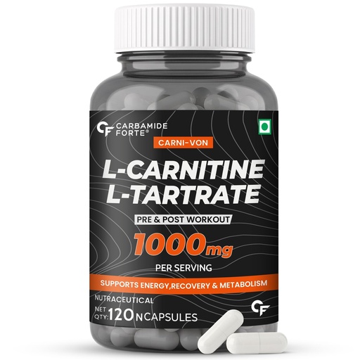 [BRSWGBABCINR4HIY] Carbamide Forte L Carnitine Tablets For Men & Women | L-Carnitine TabletsTo Support Energy, Recovery & Metobolism |Helps Convert Fat Into Energy - 120 Capsules