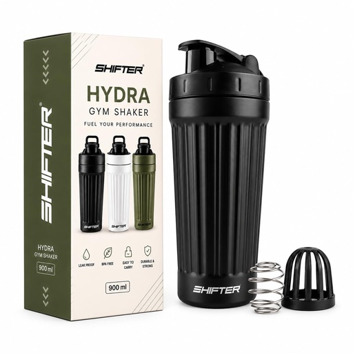[BRSRYFD2DECBYFD6] Shifter Stainless Steel Gym Shaker Bottle with Mixing Ball | BPA-Free Leakproof Protein Shaker | Double Wall Vacuum Insulated | Sports Water Bottle for Gym, Fitness & Travel - 750 ml