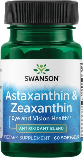 [BRSWIBAKDIDW2ADA] Swanson Astaxanthin & Zeaxanthin Eye Vision Brain Skin Health Antioxidant Support Supplement (Astaxanthin 4 mg & OmniXan Zeaxanthin 4 mg) 60 Softgels Sgels