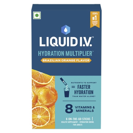 [BRSRG2TYB5YRG3TO] Liquid I.V.™ Hydration Multiplier™ - Brazilian Orange|6 Sticks = 3 LTRS| Hydration Drink Mix 16g