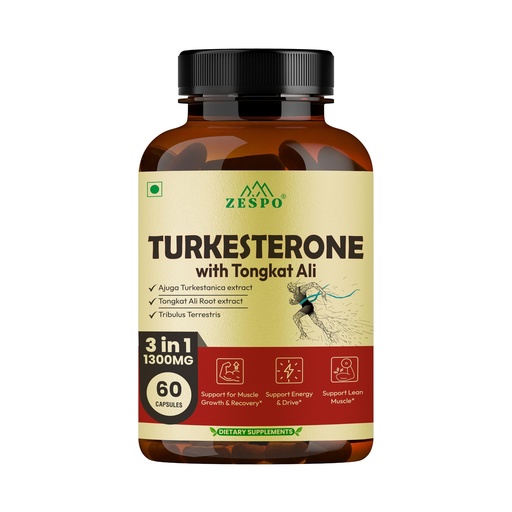 [BRSROZT6AEJW2GYV] Zespo Turkesterone 1300mg Supplement for Men with Tongkat Ali, 60 Caps