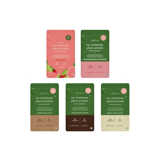 [BRSREZT5AR7RU2Q7] Cosmix No-Nonsense Plant Protein | 24g Protein/Serve | Assorted Sachets | Pea & Rice Isolate | Plant Based Protein | Easy To Digest | All Essential Amino Acids - 38g