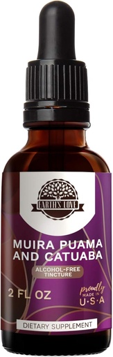 [BRSWGZQ6AUIQIGQ7] Earth's Love - Muira Puama and Catuaba Alcohol-Free Herbal Extract Tincture, Super-Concentrated (Ptychopetalum Olacoides and Trichilia catigua, Erythroxylum vacciniifolium) Dried Herbs (2 Fl Oz)