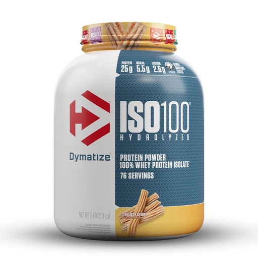 [BRSREEI3A4DR63Y6] Dymatize Nutrition ISO100 Hydrolyzed Whey Protein Isolate | Fast-Digesting | Muscle Recovery Formula with Amino Acids | Low Sugar & Fat | Cinnamon Churro | 5 Lbs