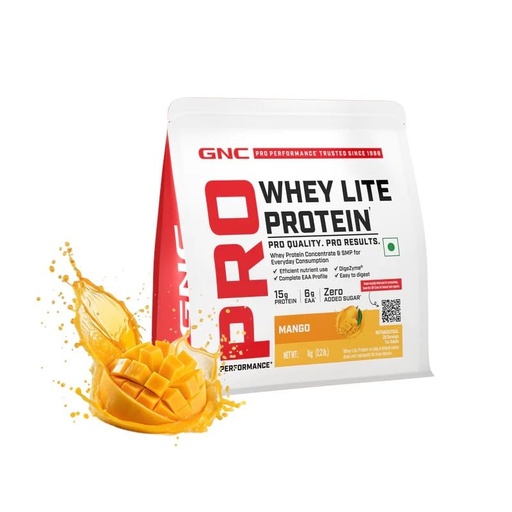 [BRSRYZADCAJRUHLU] GNC Pro Performance Whey Lite Protein Powder with DigeZyme® | 15g Protein & 6g EAA | No Added Sugar | Smooth Everyday Whey for Daily Nutrition & Digestive Comfort | Mango, 2.2 lbs