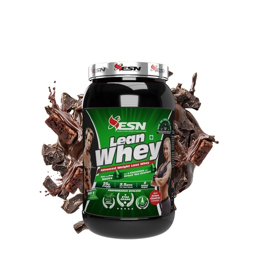 [BRSREGI5BF4BS33F] ESN Lean Whey Protein | 25 g Protein per Serving | 200mg Green Tea Leaf Extract | 1 g L-carnitine | Digestive Enzymes for better absorption | Crave Control Complex (2 lbs, Double Chocolate Brownie)