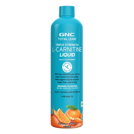 [BRSROYYHCN6RY2D2] GNC Liquid L-Carnitine 3000mg | Triple Strength Formula | Converts Fat to Energy & Supports Lean Muscle | Fast-Acting for Weight Loss & Recovery | 450 ML | 30 Servings | Orange